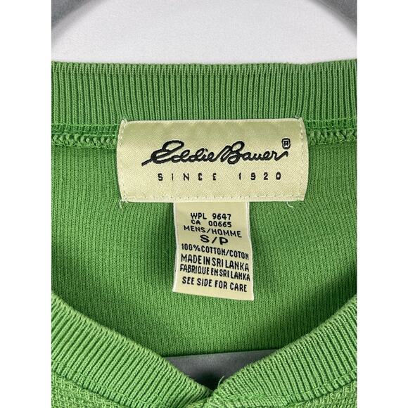Vintage Eddie Bauer Green Waffle Knit Cotton Henley Tee Men’s Small - Picture 3 of 9
